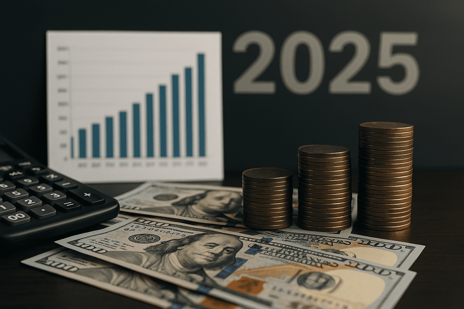Financial growth chart showing online income trends for 2025