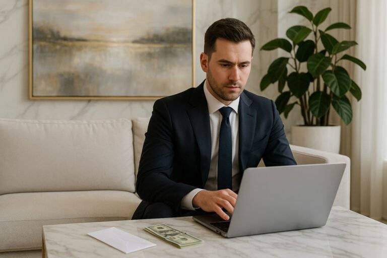 Entrepreneur working remotely on online income projects