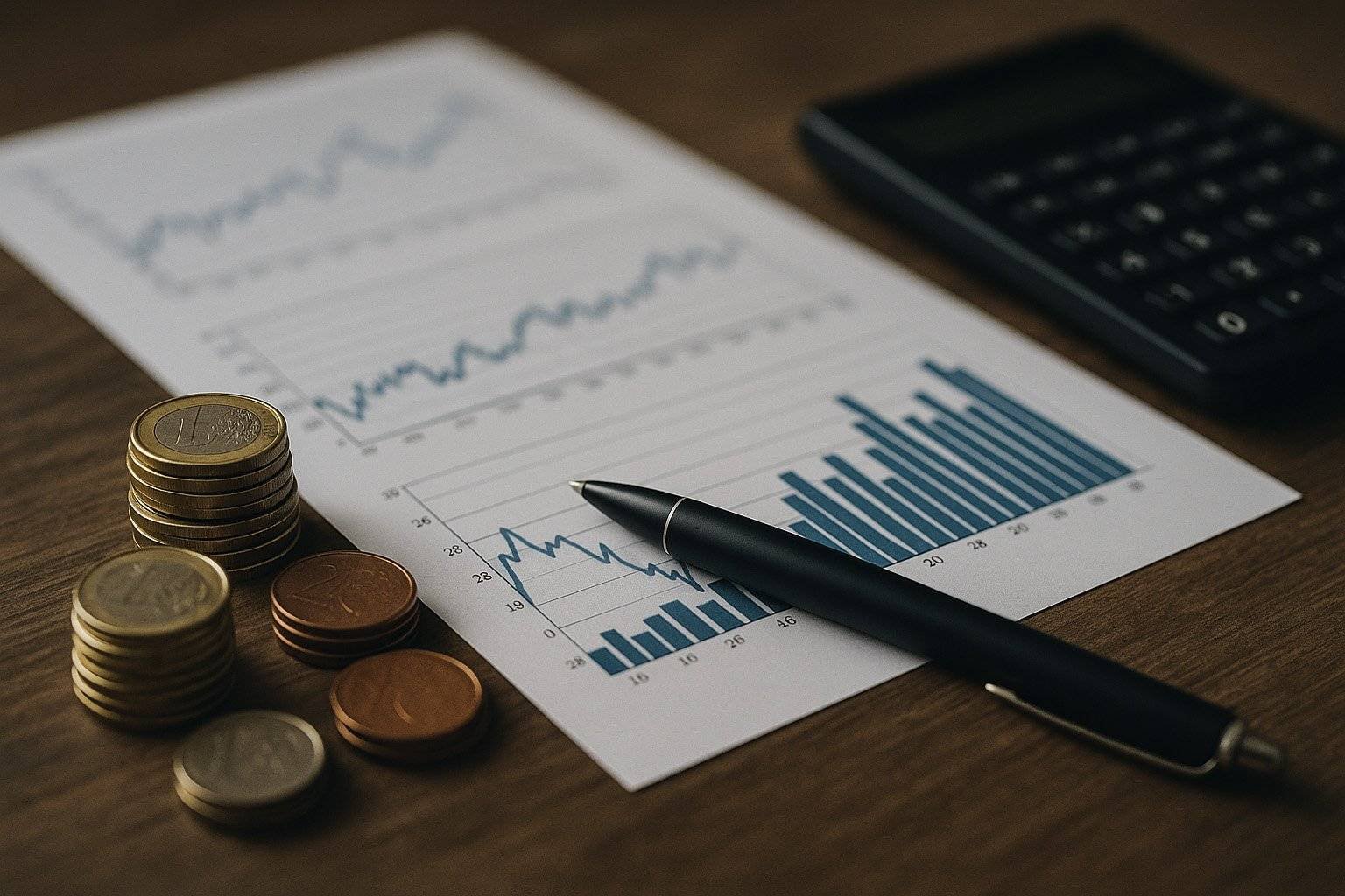 Financial report and charts representing online business growth